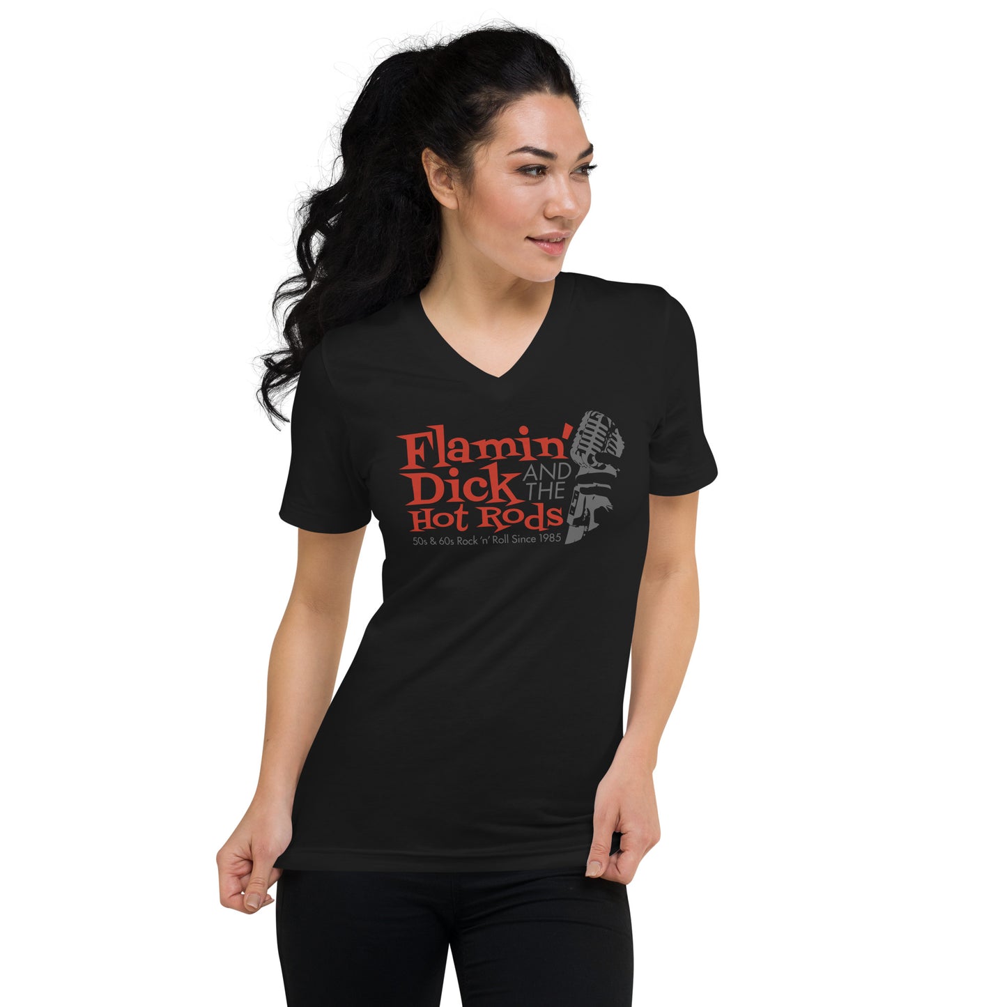 FDHR Unisex Microphone Logo V-Neck T-Shirt