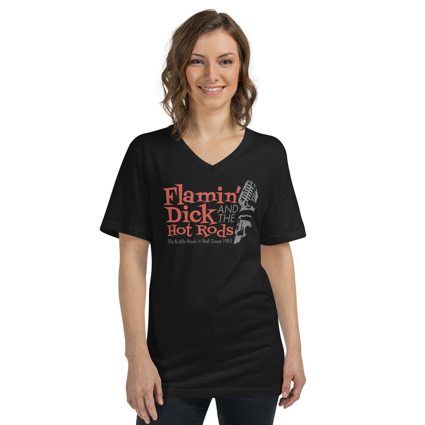 FDHR Unisex Microphone Logo V-Neck T-Shirt