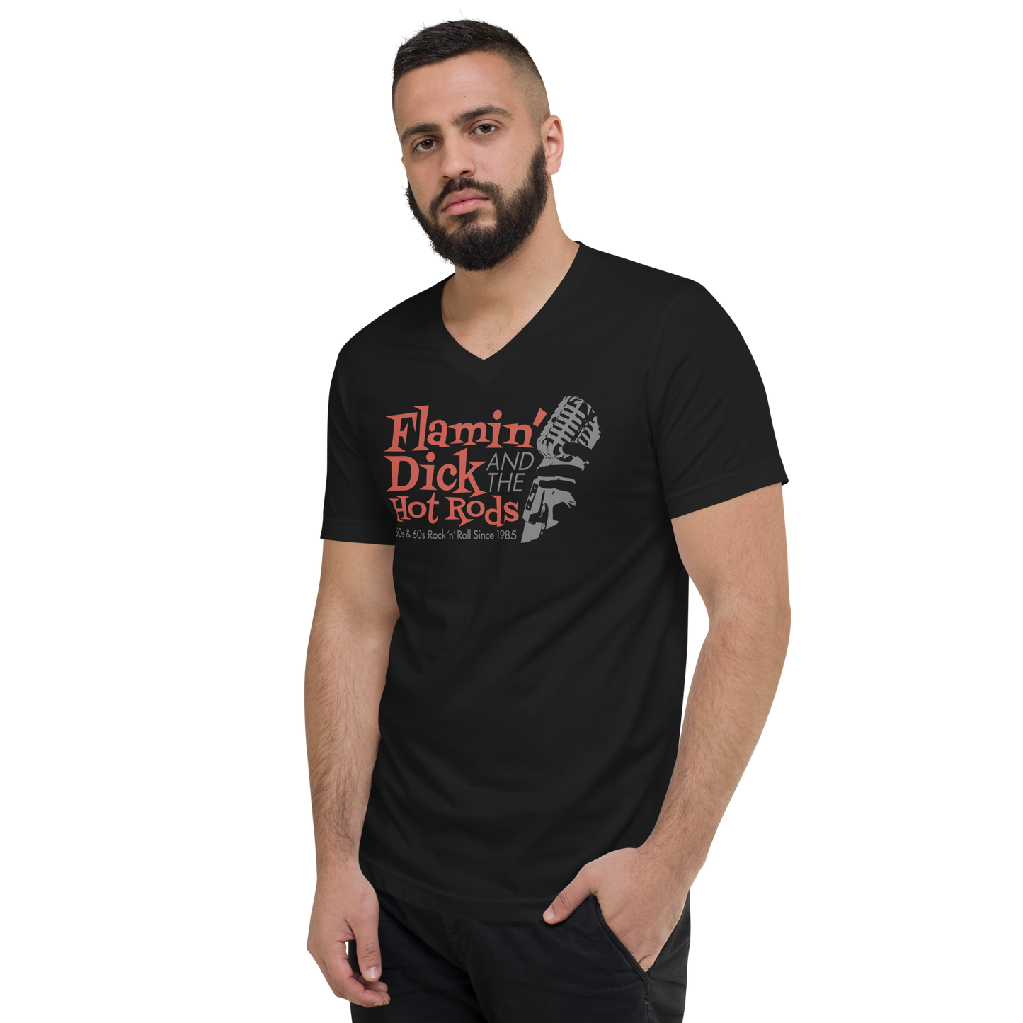 FDHR Unisex Microphone Logo V-Neck T-Shirt