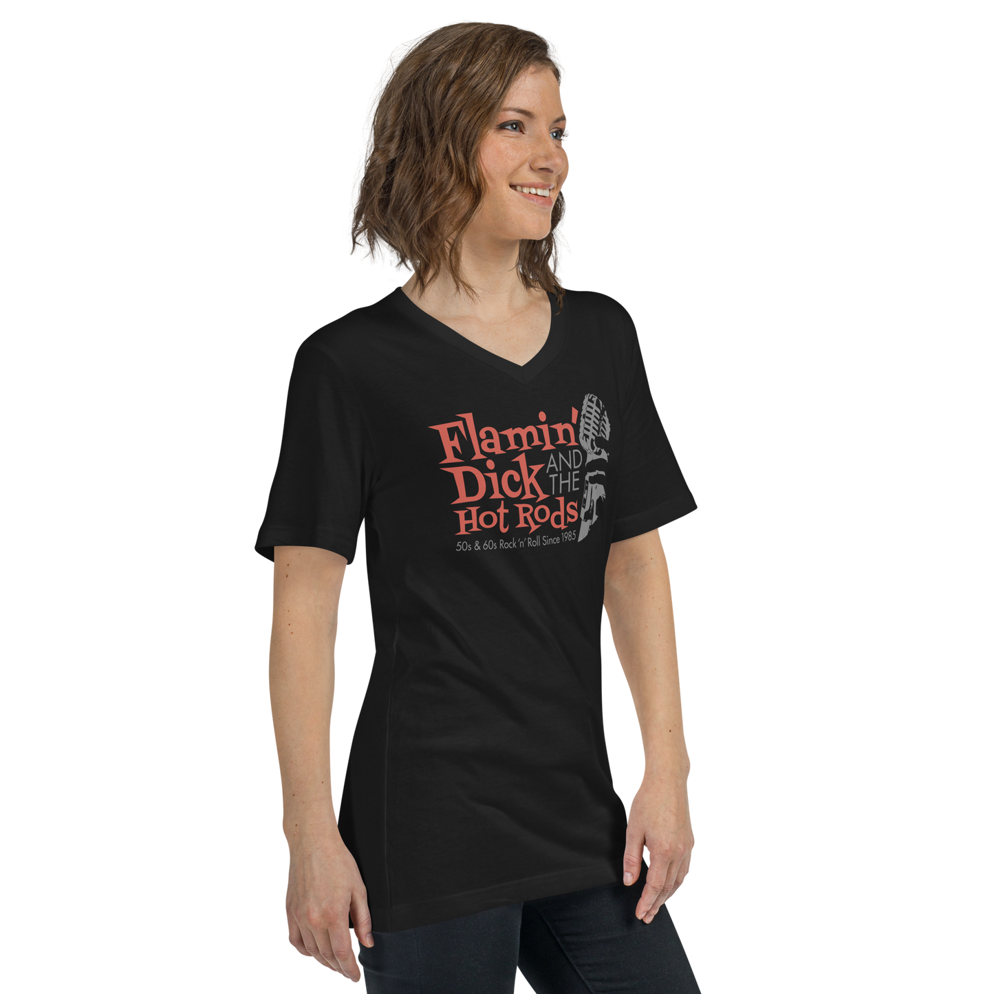 FDHR Unisex Microphone Logo V-Neck T-Shirt
