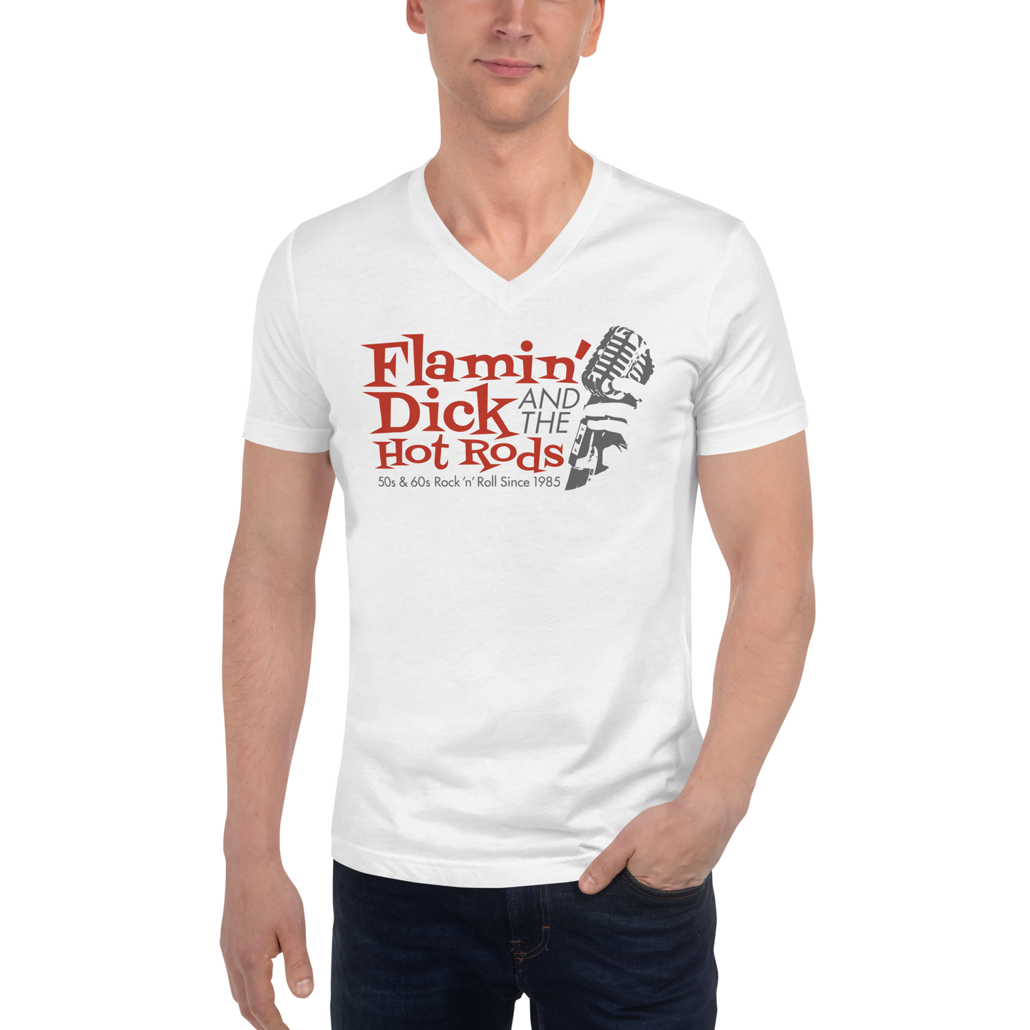 FDHR Unisex Microphone Logo V-Neck T-Shirt