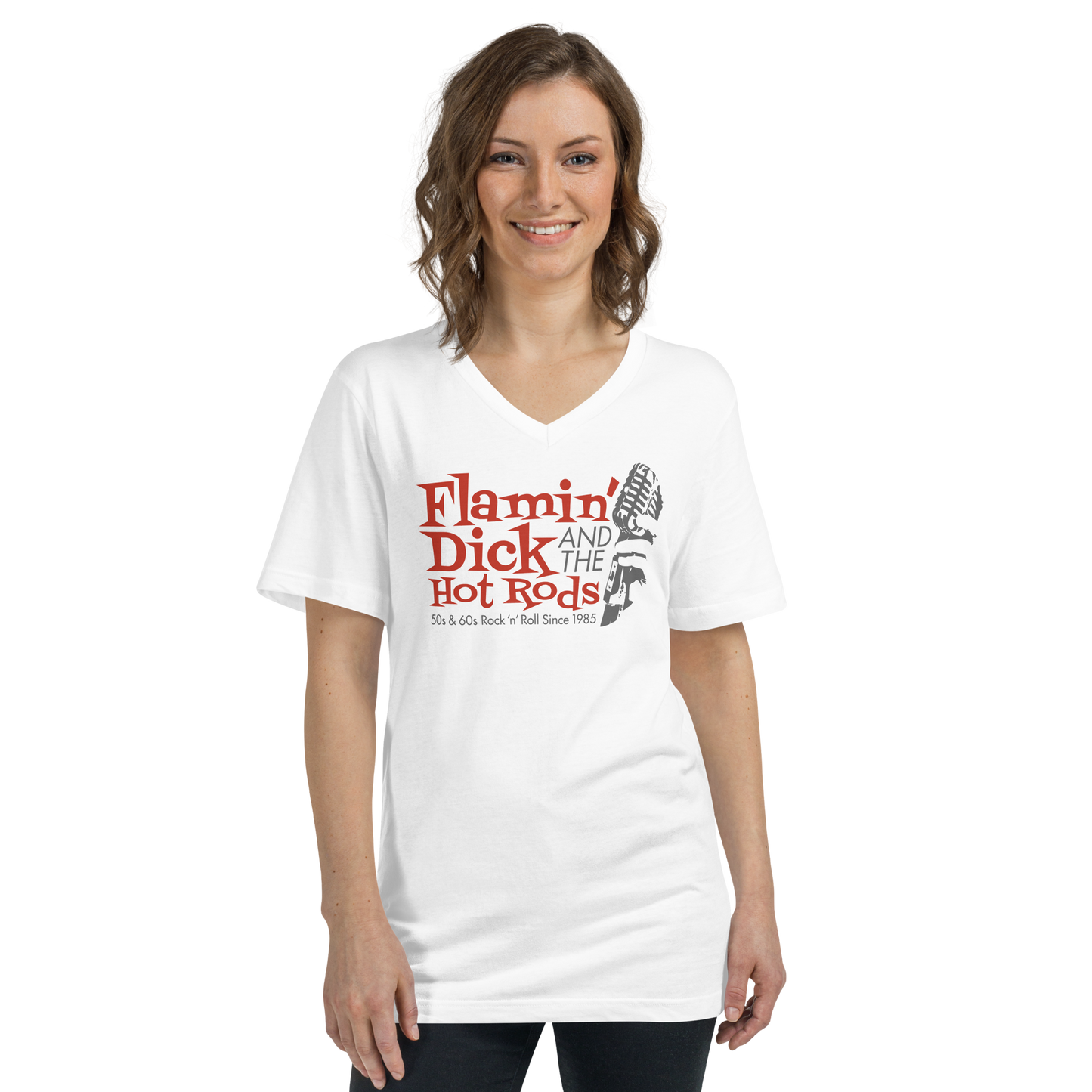 FDHR Unisex Microphone Logo V-Neck T-Shirt