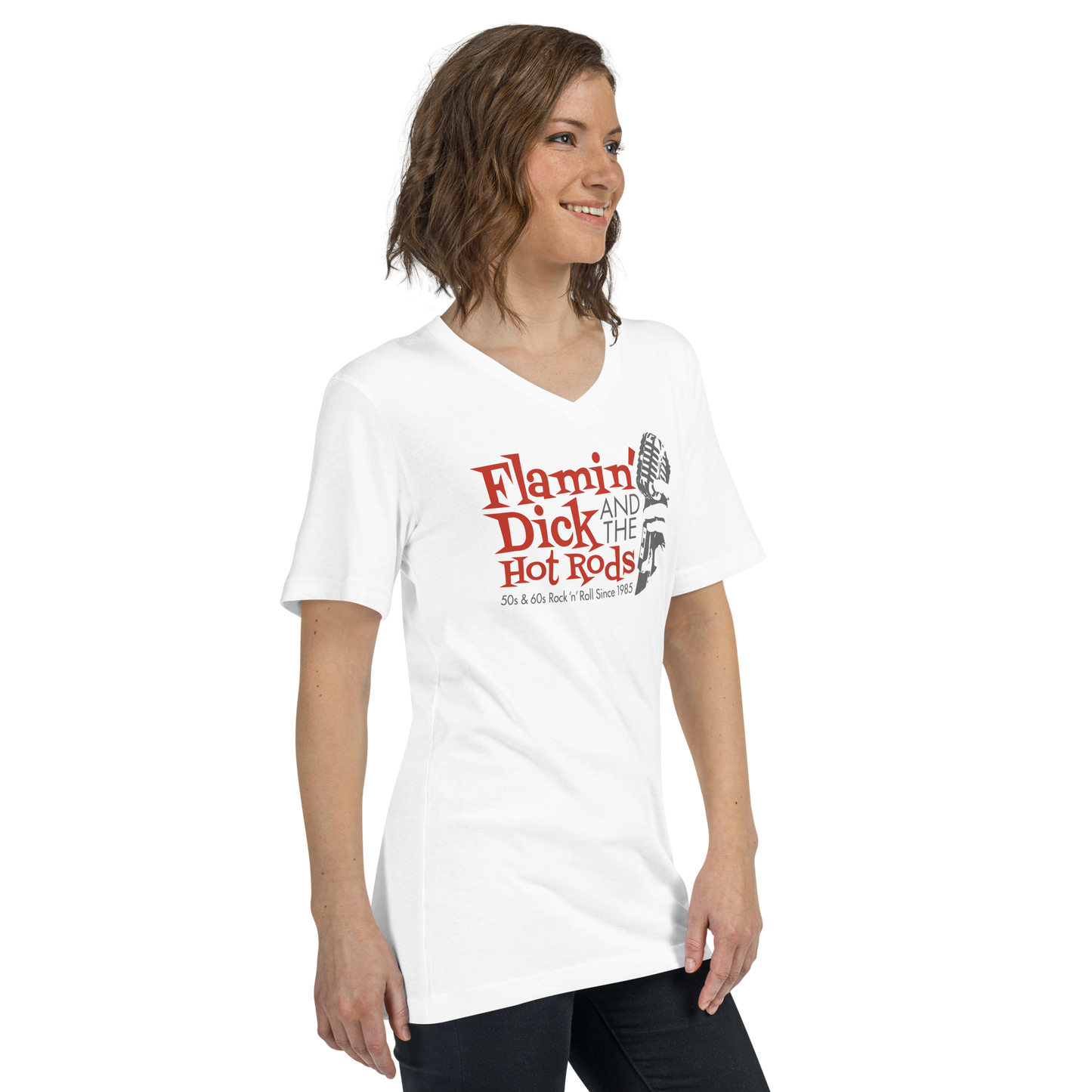 FDHR Unisex Microphone Logo V-Neck T-Shirt